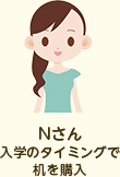 Nさん:入学のタイミングで机を購入